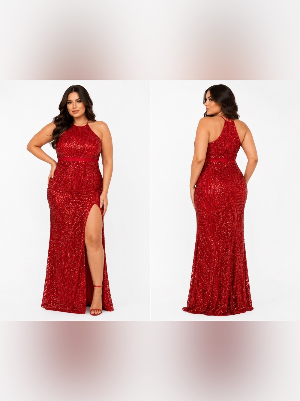 Royal Queen halter maxi sequin dress